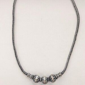925 Sterling Silver Bali Style HEAVY Ball Beaded Necklace